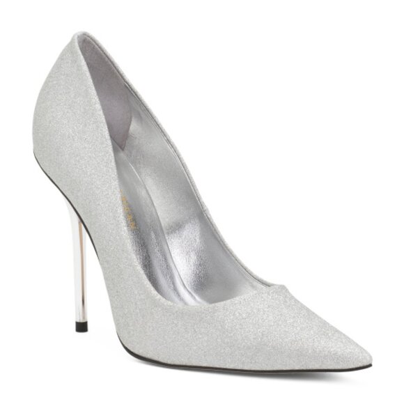 REVOLVE Good American Classic Glitter Heels in Silver - Picture 1 of 3
